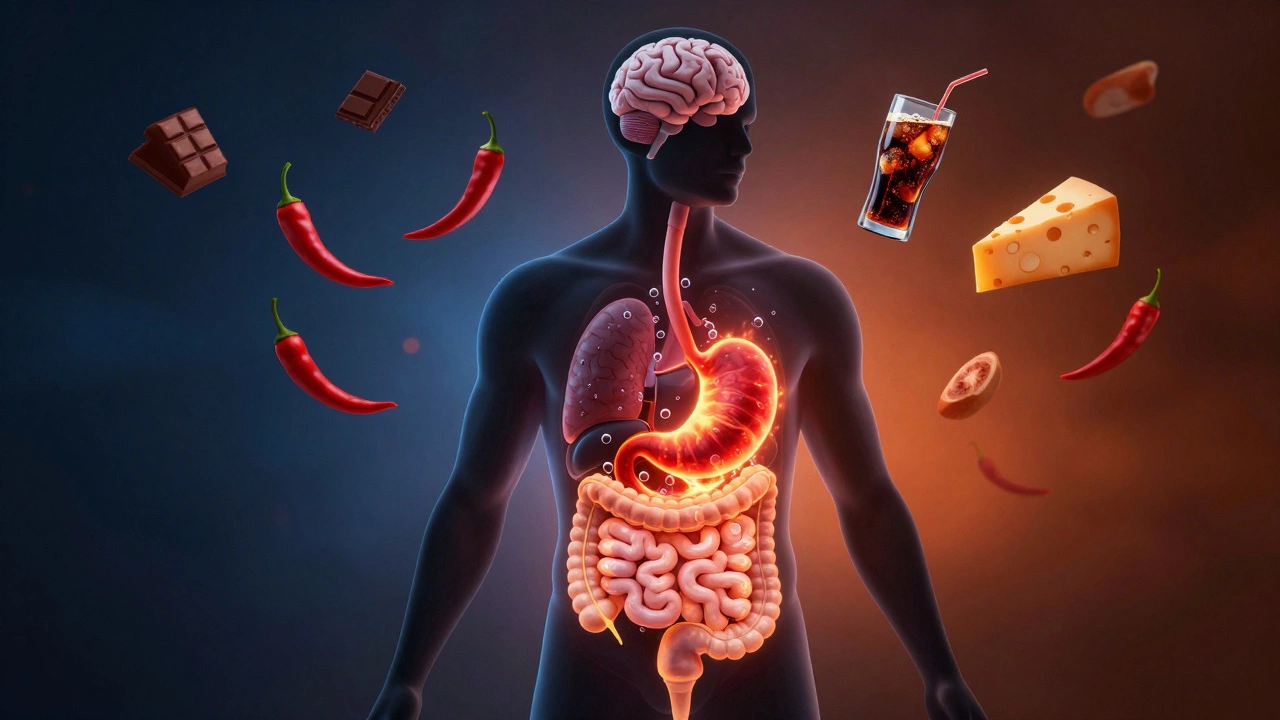 Схематичное изображение внутренних органов с признаками пищеварительного стресса ночью.