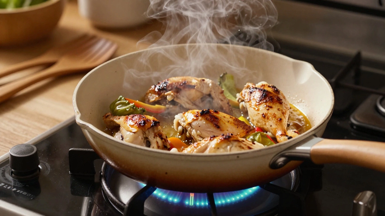 Сухая жарка на керамической сковороде без масла — натуральное обезвоживание продуктов при безопасной температуре.