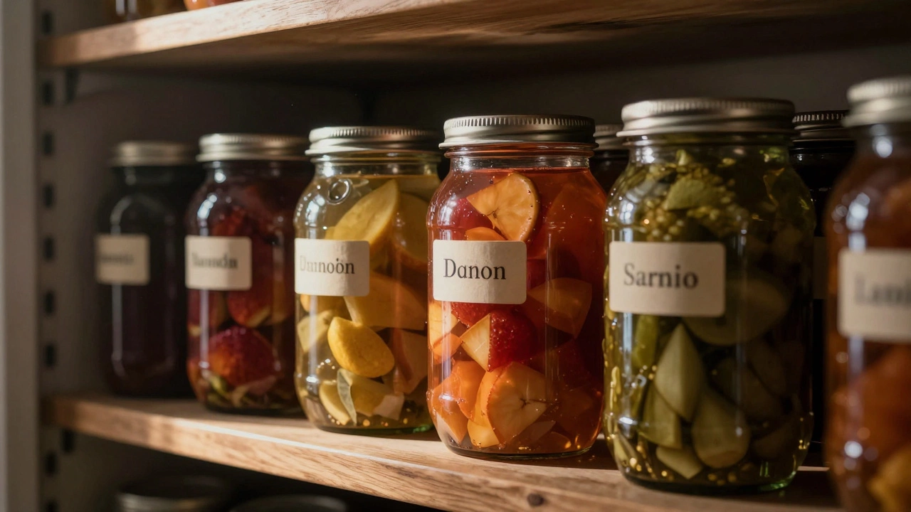 Полка с банками консервов, одна с вздутой крышкой — символ опасности.