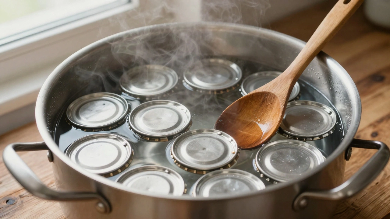 Сколько минут стерилизовать крышки в кипящей воде для консервации