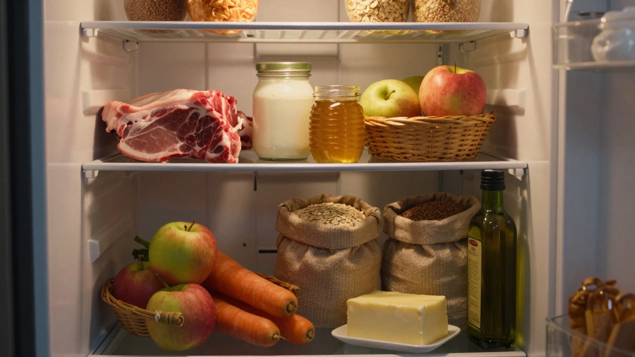 Содержимое холодильника зожника: натуральные продукты без упаковки и добавок.