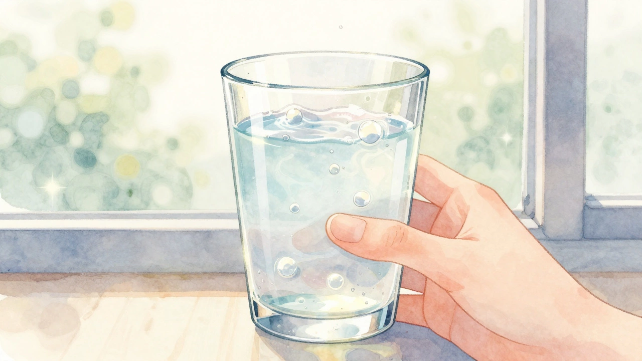 Стакан кефира с пробиотиками у окна