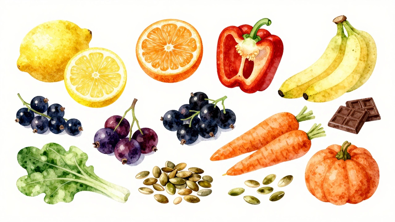Яркие витамины в разных фруктах и овощах