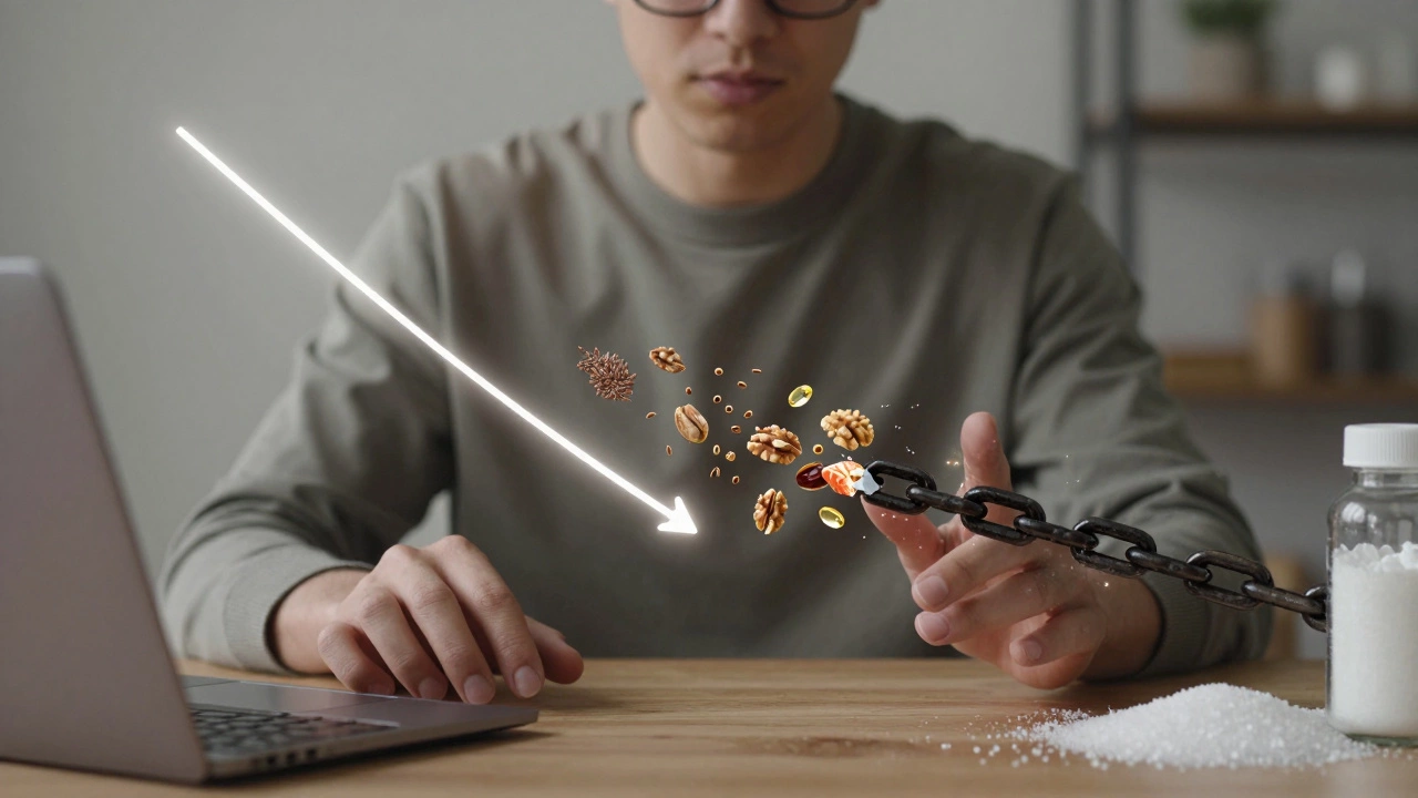 Человек с прозрачным отображением снижения кортизола при употреблении омега-3.