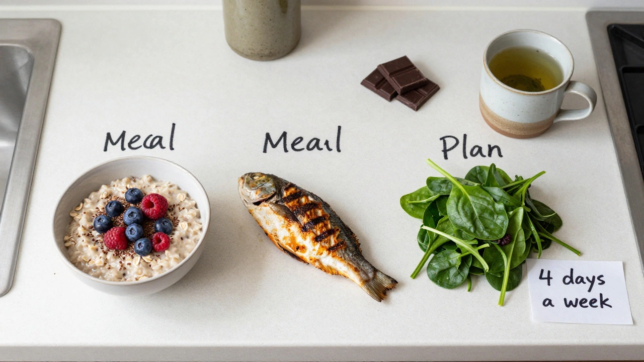 Недельный план питания: овсянка, рыба, шпинат, темный шоколад и зеленый чай
