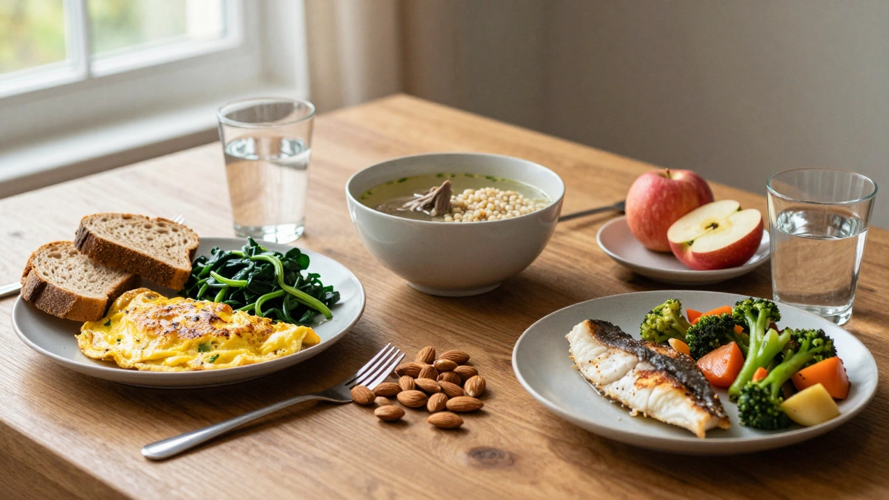 Сбалансированный рацион за день с разными блюдами