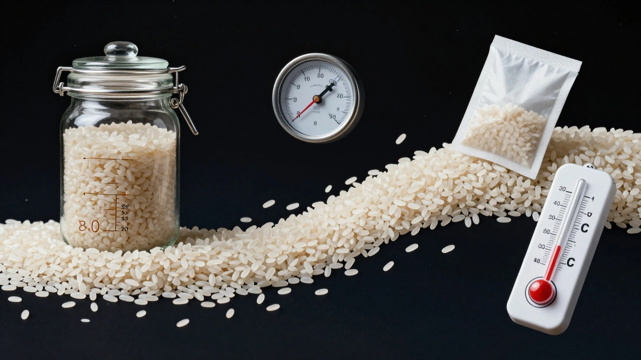 Зерно риса, превращающееся в долгосрочный запас при идеальных условиях хранения.